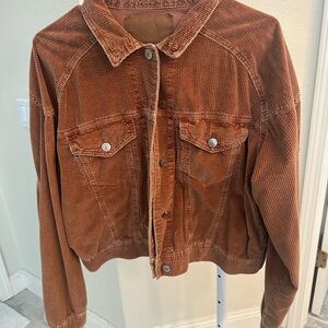 American Eagle Outfitters Corduroy Trucker Jacket in Rust Brown